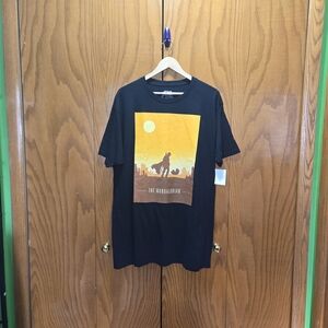 Star Wars Black Tee with Orange Mandalorian Graphic